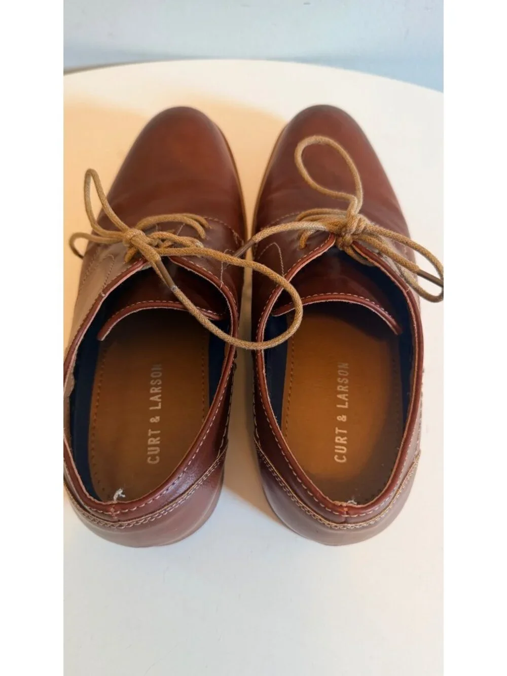 Curt & Larson Mens Brown Faux Leather Oxford Dress Shoes Size 7.5